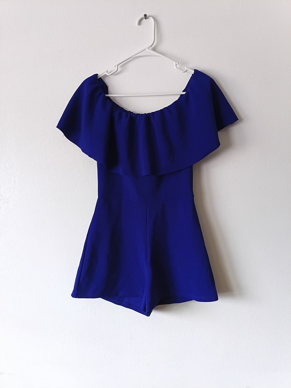 Almost Famous Royal Blue Off-Shoulder Romper M